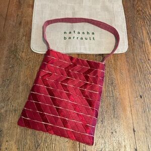 Red Fabric Handbag Made in France